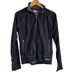 MARMOT Womens Full Zip Jacket Small Black Perforated Lightweight Running Outdoor